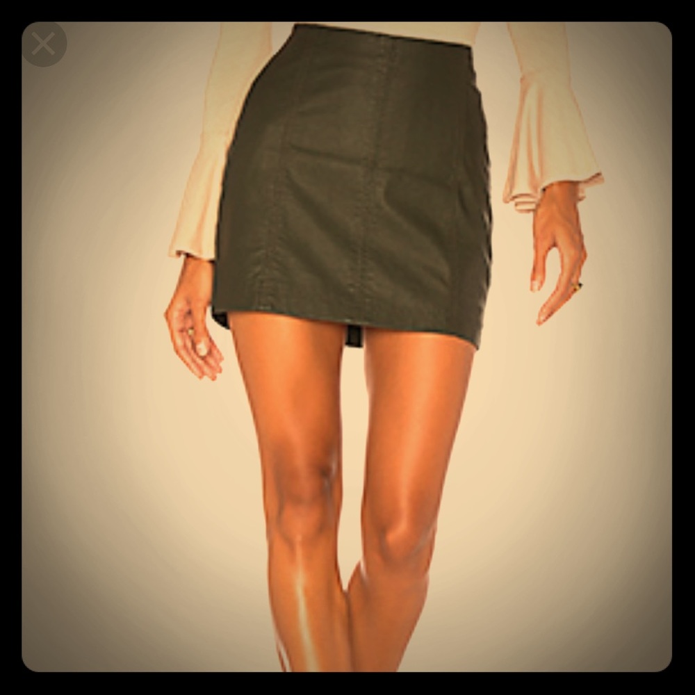*NWT* Free People Vegan Leather Olive Skirt